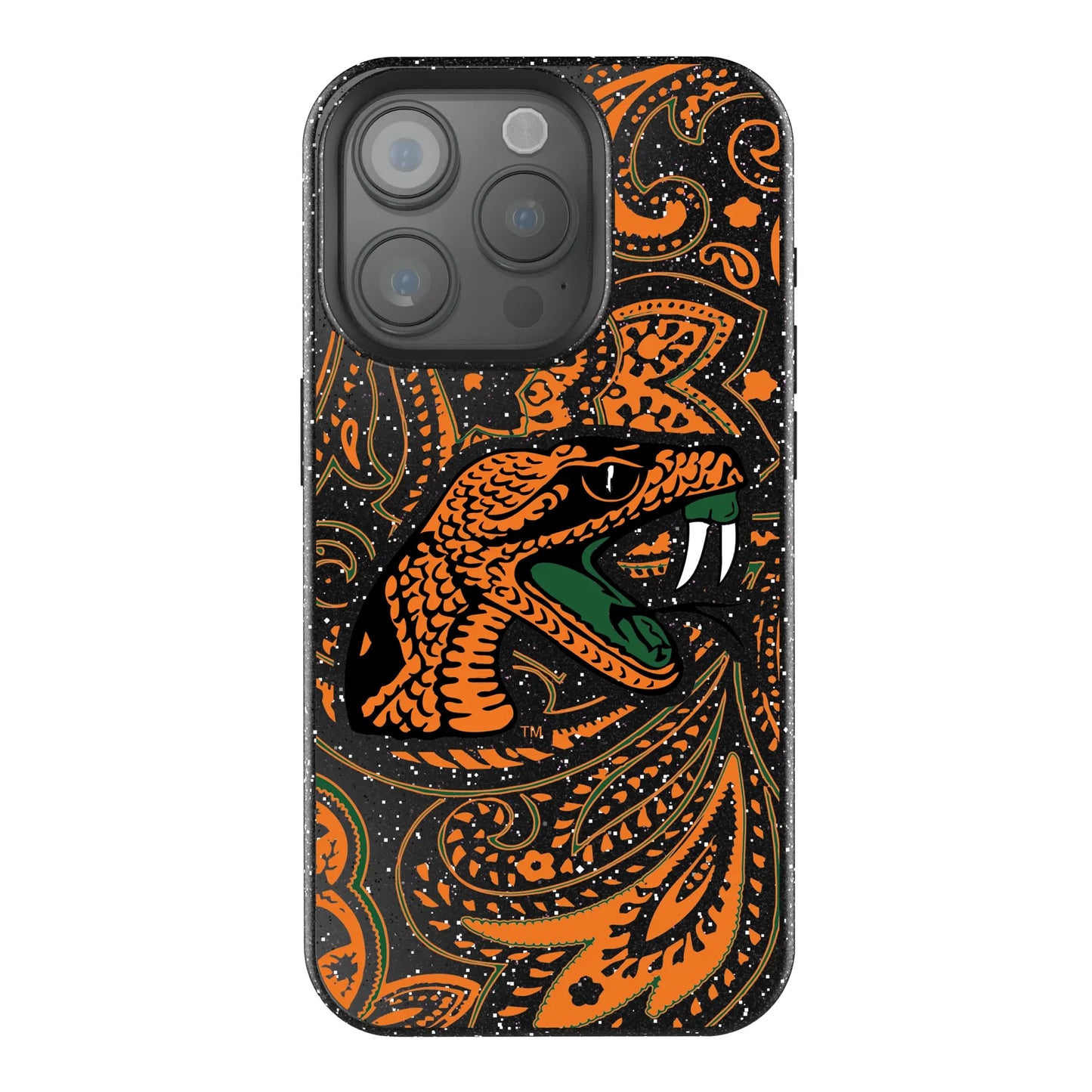 Florida A&M University Rattlers Paisley Black Bling Phone Case for Apple iPhone