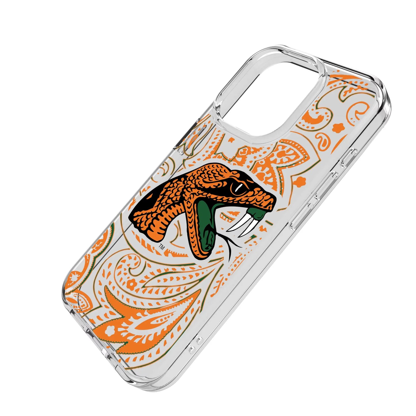 Florida A&M University Rattlers Paisley Clear Phone Case for Apple iPhone