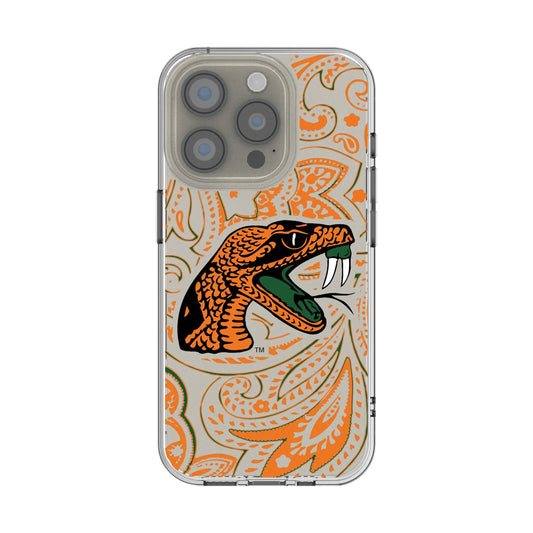 Florida A&M University Rattlers Paisley Clear Phone Case for Apple iPhone