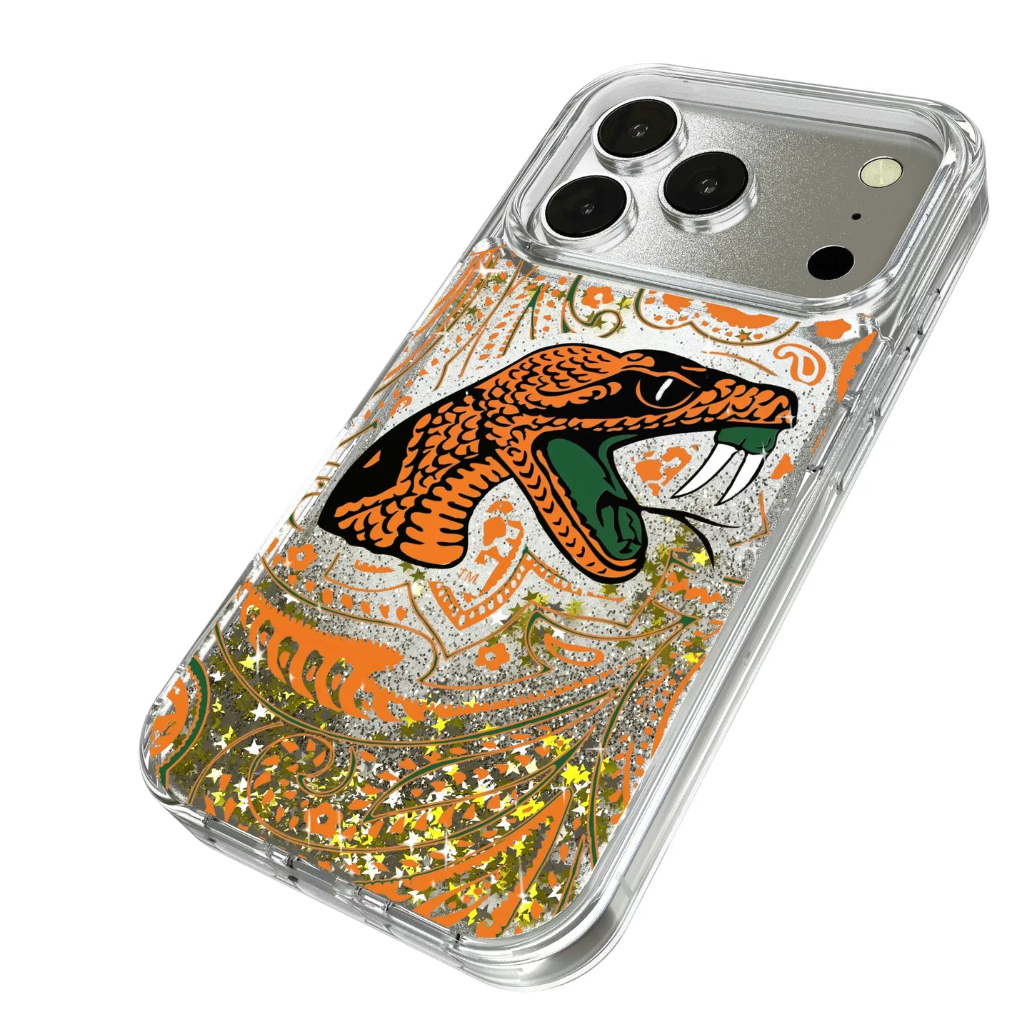 Florida A&M University Rattlers Paisley Glitter Phone Case for Apple iPhone