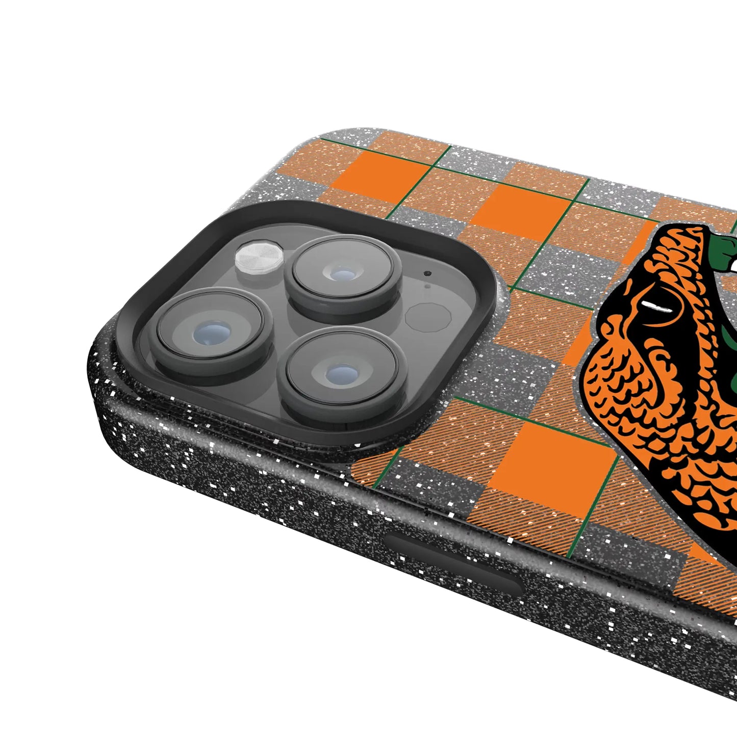 Florida A&M University Rattlers Plaid Black Bling Phone Case for Apple iPhone