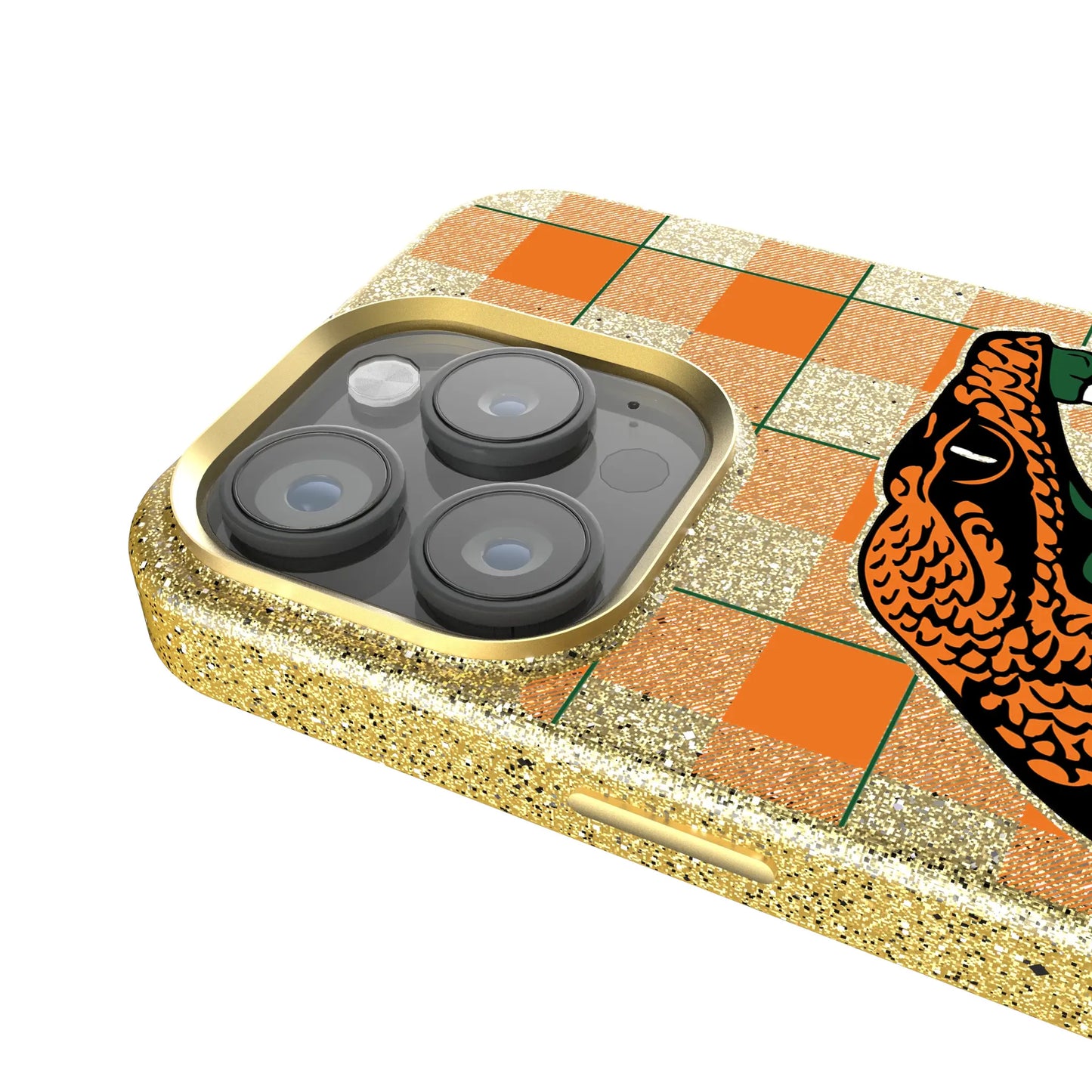 Florida A&M University Rattlers Plaid Bling Phone Case for Apple iPhone