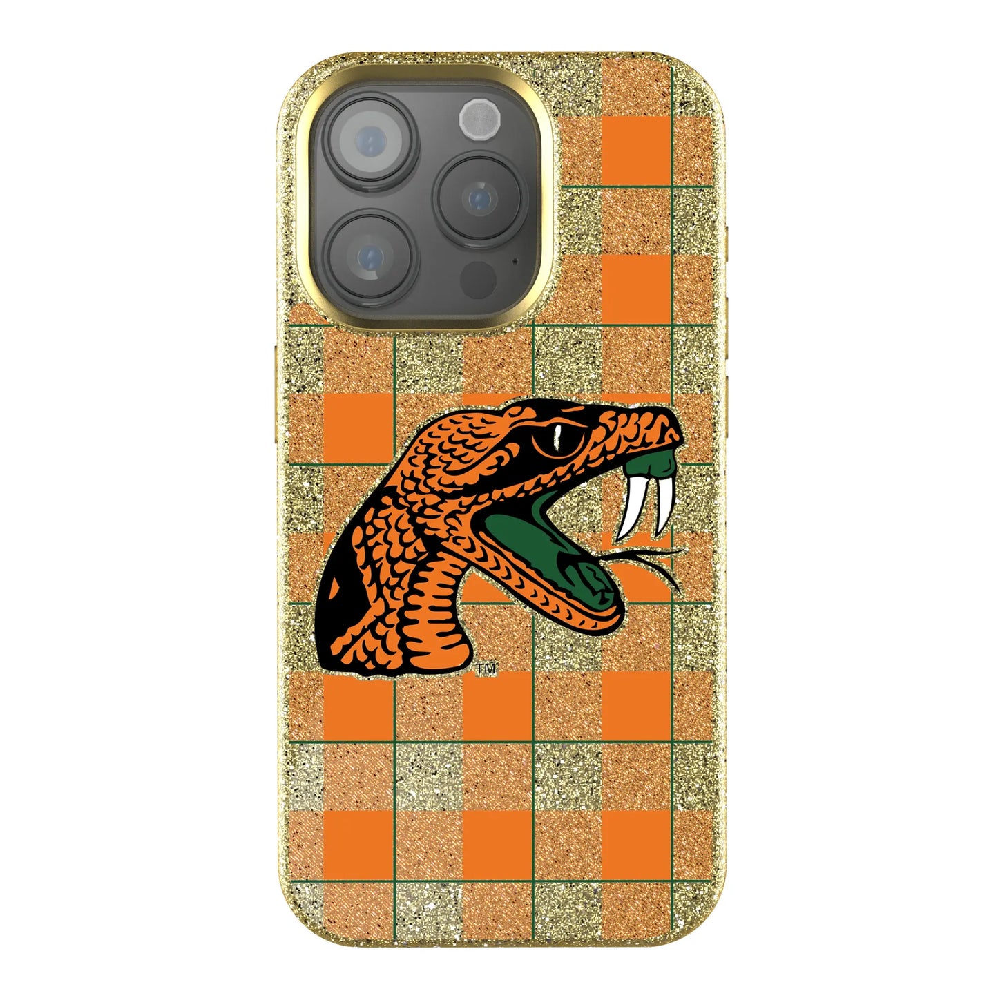 Florida A&M University Rattlers Plaid Bling Phone Case for Apple iPhone