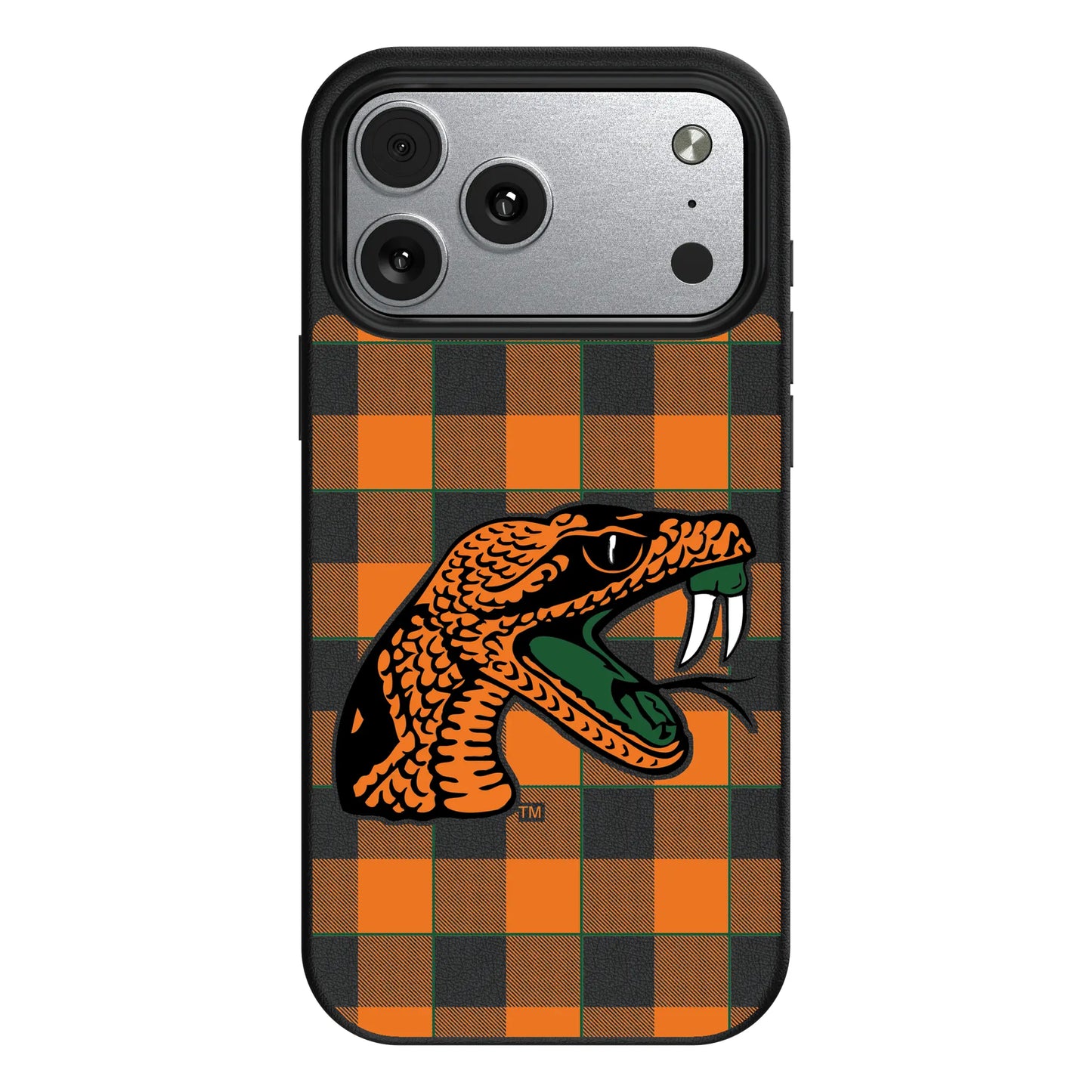 Florida A&M University Rattlers Plaid MagSafe Compatible Phone Case for Apple iPhone