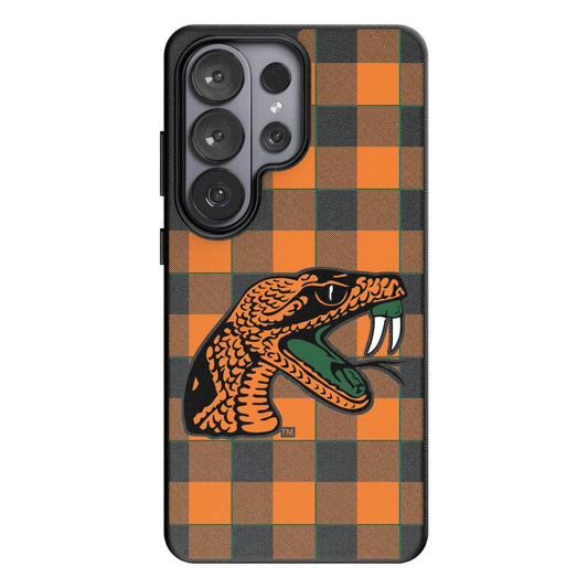 Florida A&M University Rattlers Plaid MagSafe Compatible Phone Case for Samsung Galaxy