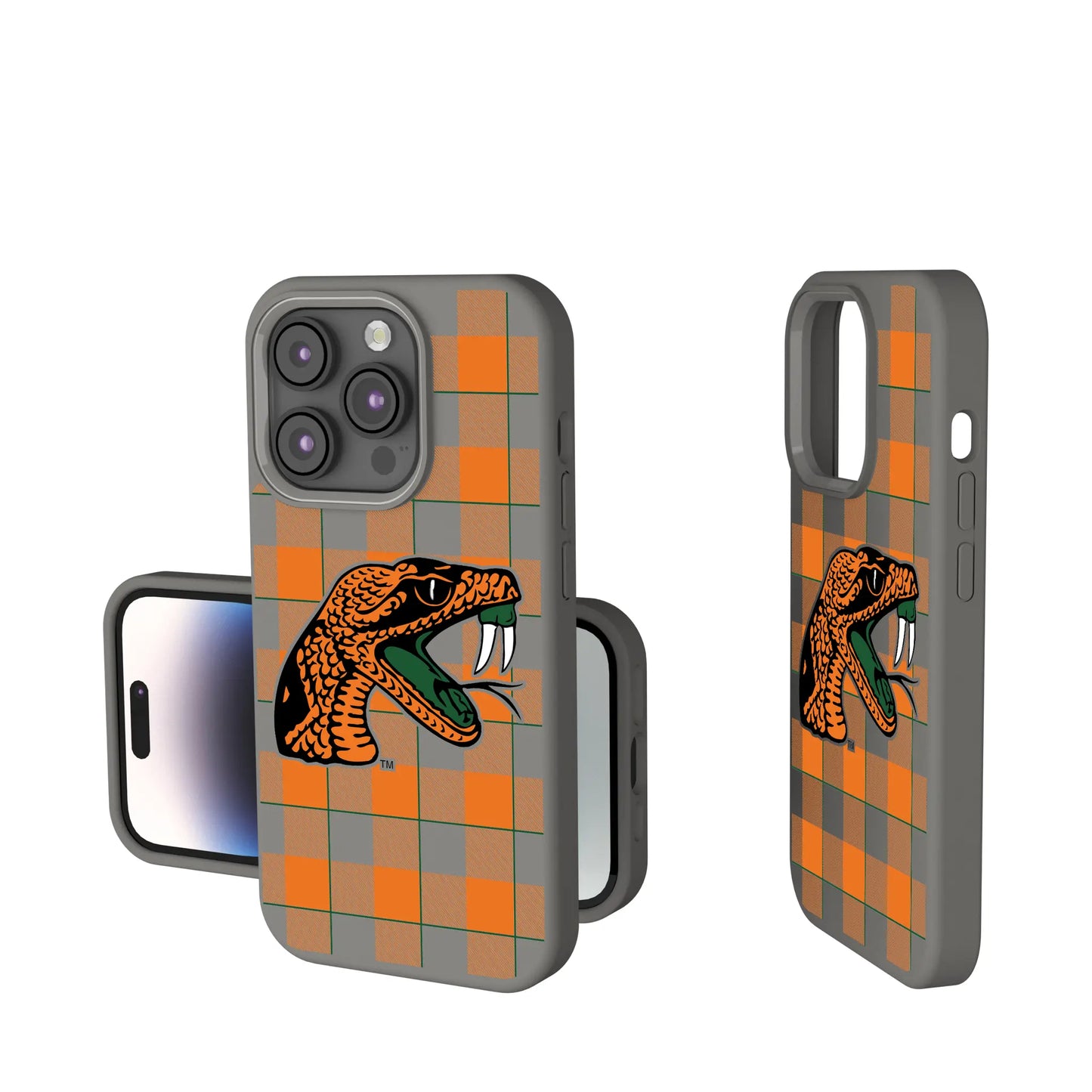 Florida A&M University Rattlers Plaid Soft Touch Phone Case for Apple iPhone