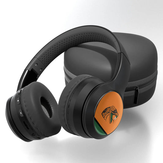 Florida A&M University Rattlers Stripe Wireless Over-Ear BT Headphones With Case