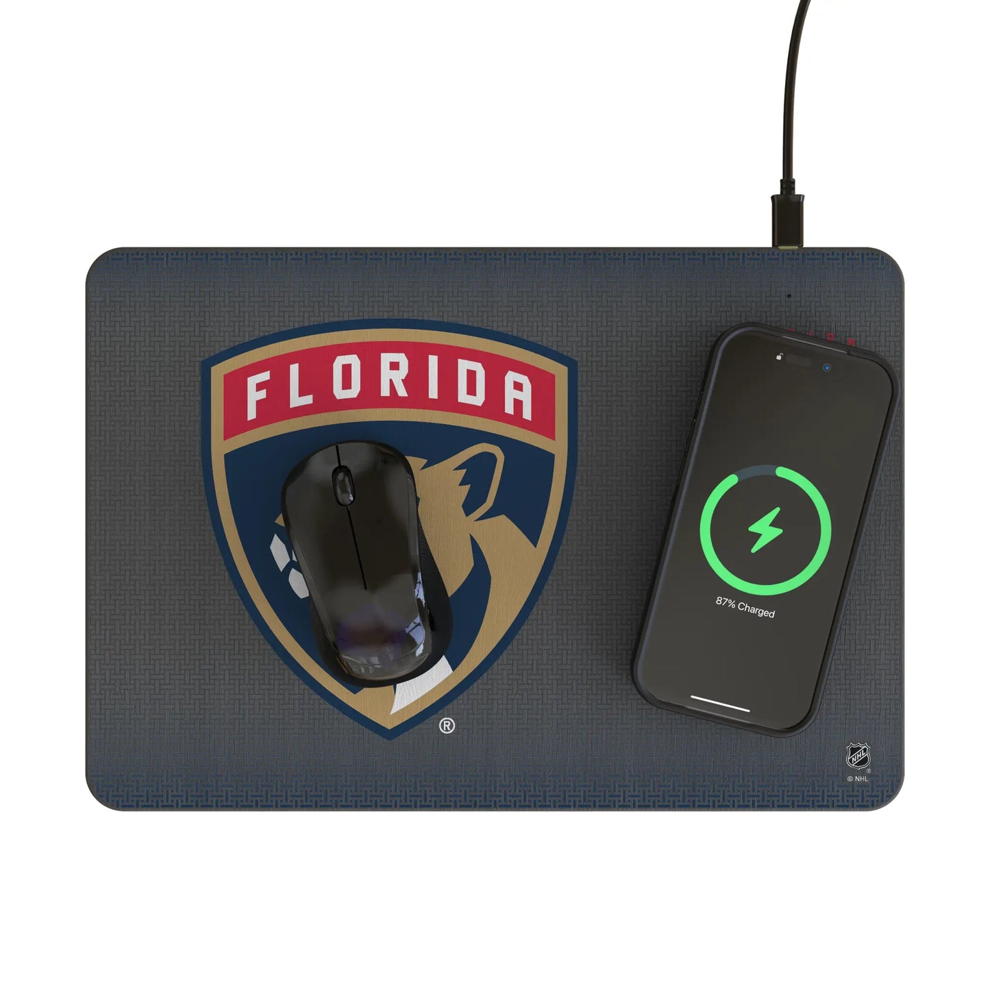 Florida Panthers Linen 15-Watt Wireless Charger and Mouse Pad