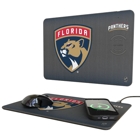 Florida Panthers Linen 15-Watt Wireless Charger and Mouse Pad