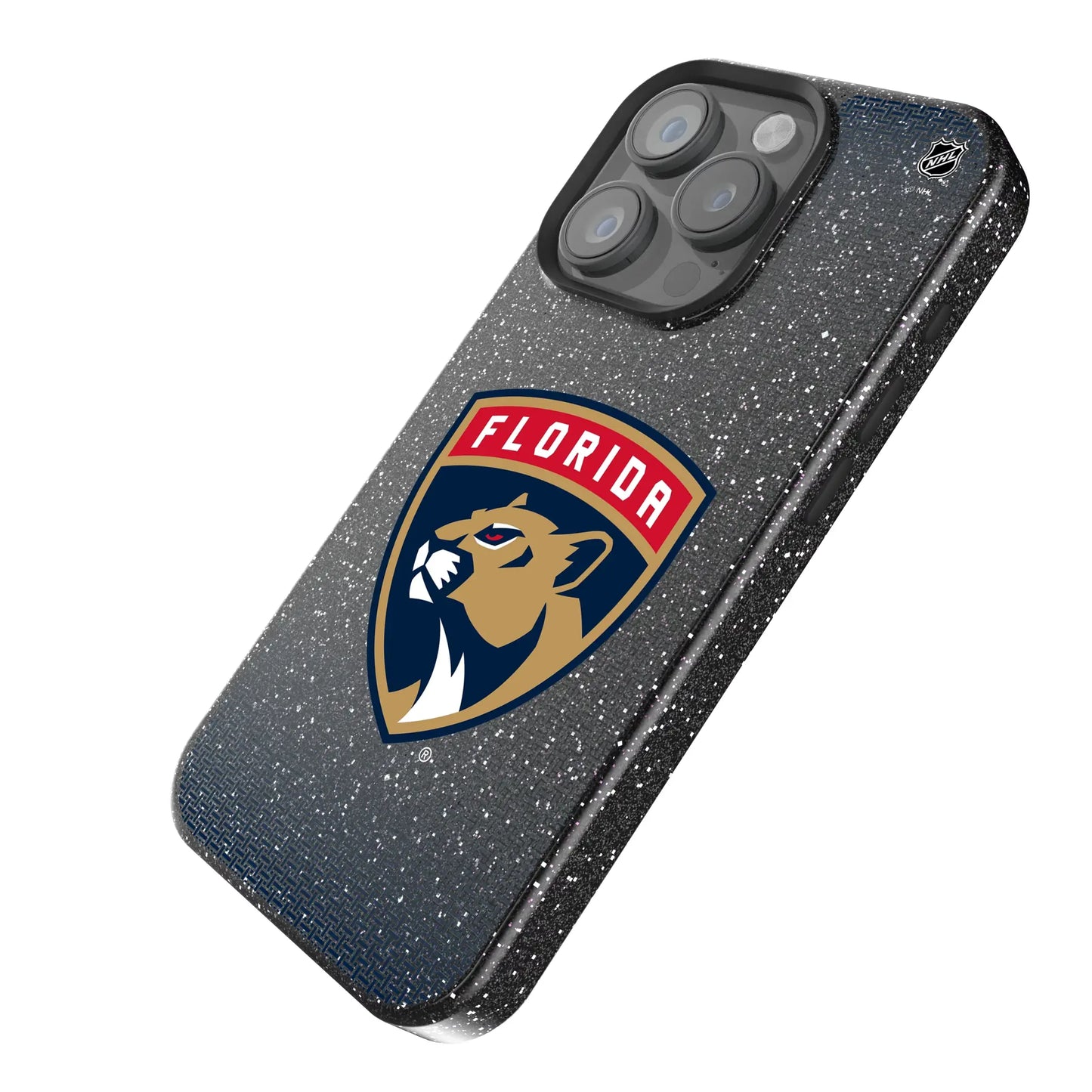 Florida Panthers Linen Black Bling Phone Case for Apple iPhone