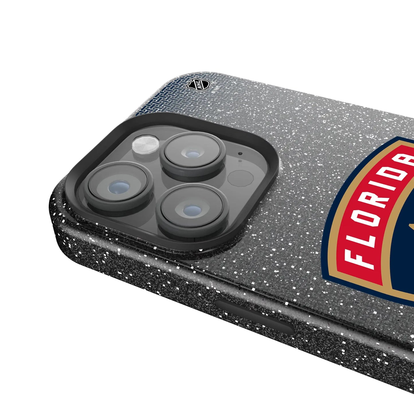 Florida Panthers Linen Black Bling Phone Case for Apple iPhone
