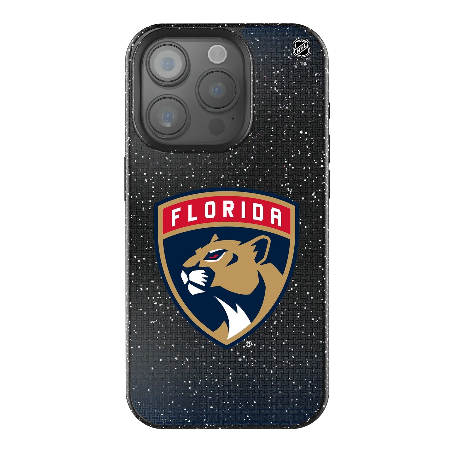 Florida Panthers Linen Black Bling Phone Case for Apple iPhone