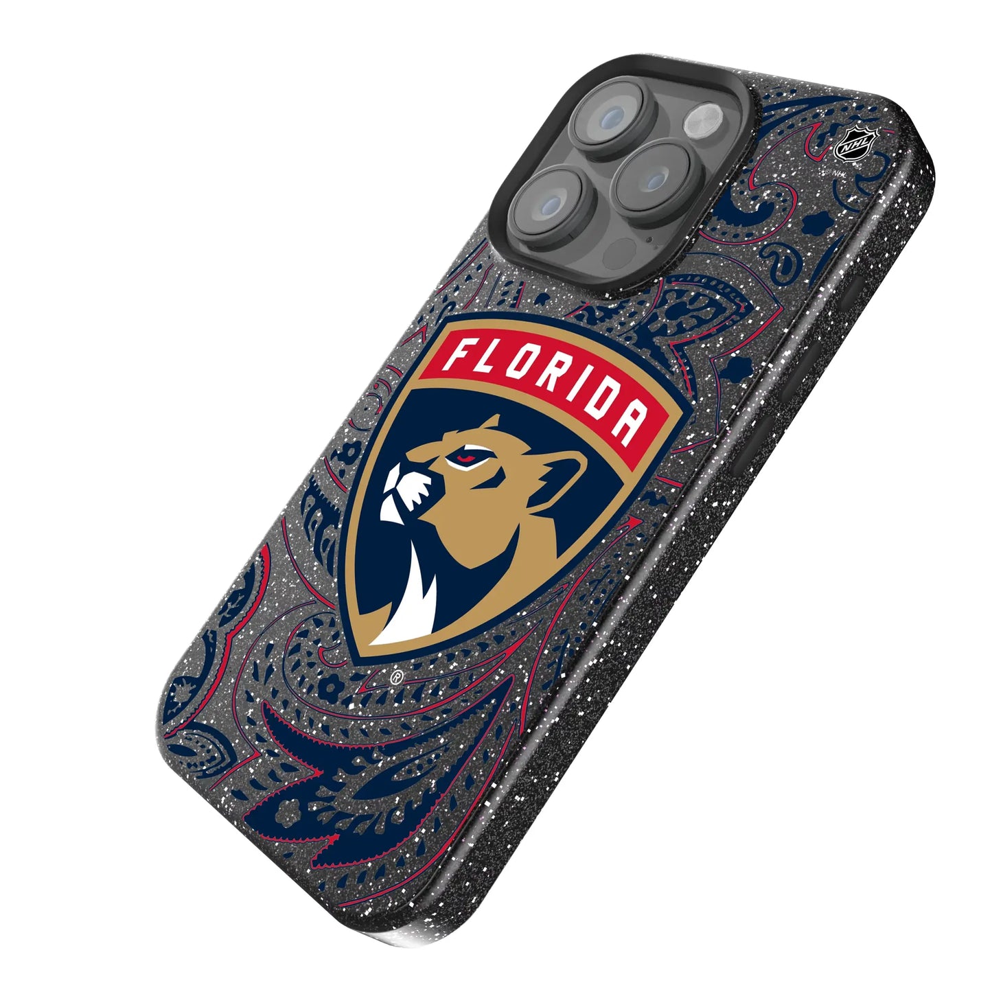Florida Panthers Paisley Black Bling Phone Case for Apple iPhone