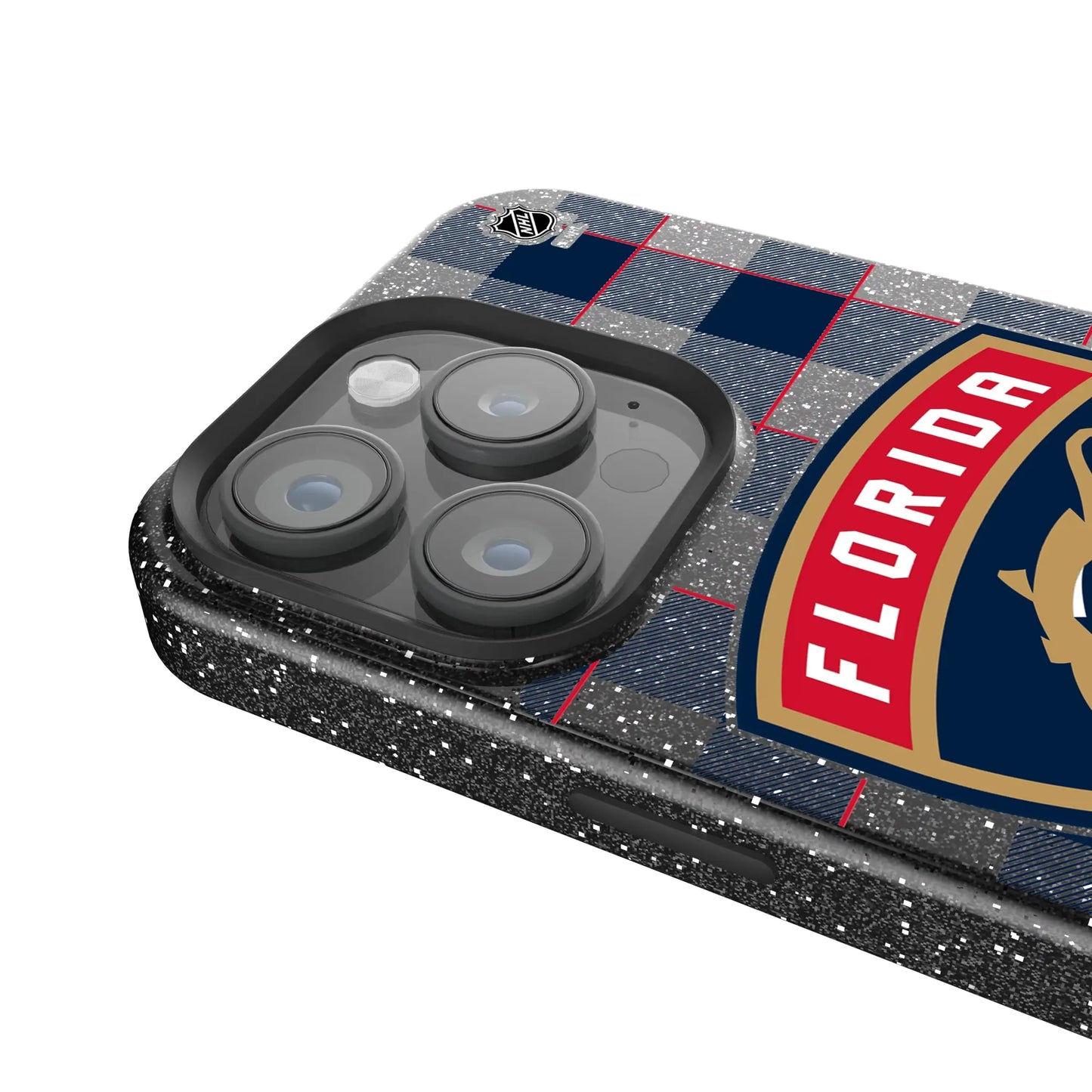 Florida Panthers Plaid Black Bling Phone Case for Apple iPhone