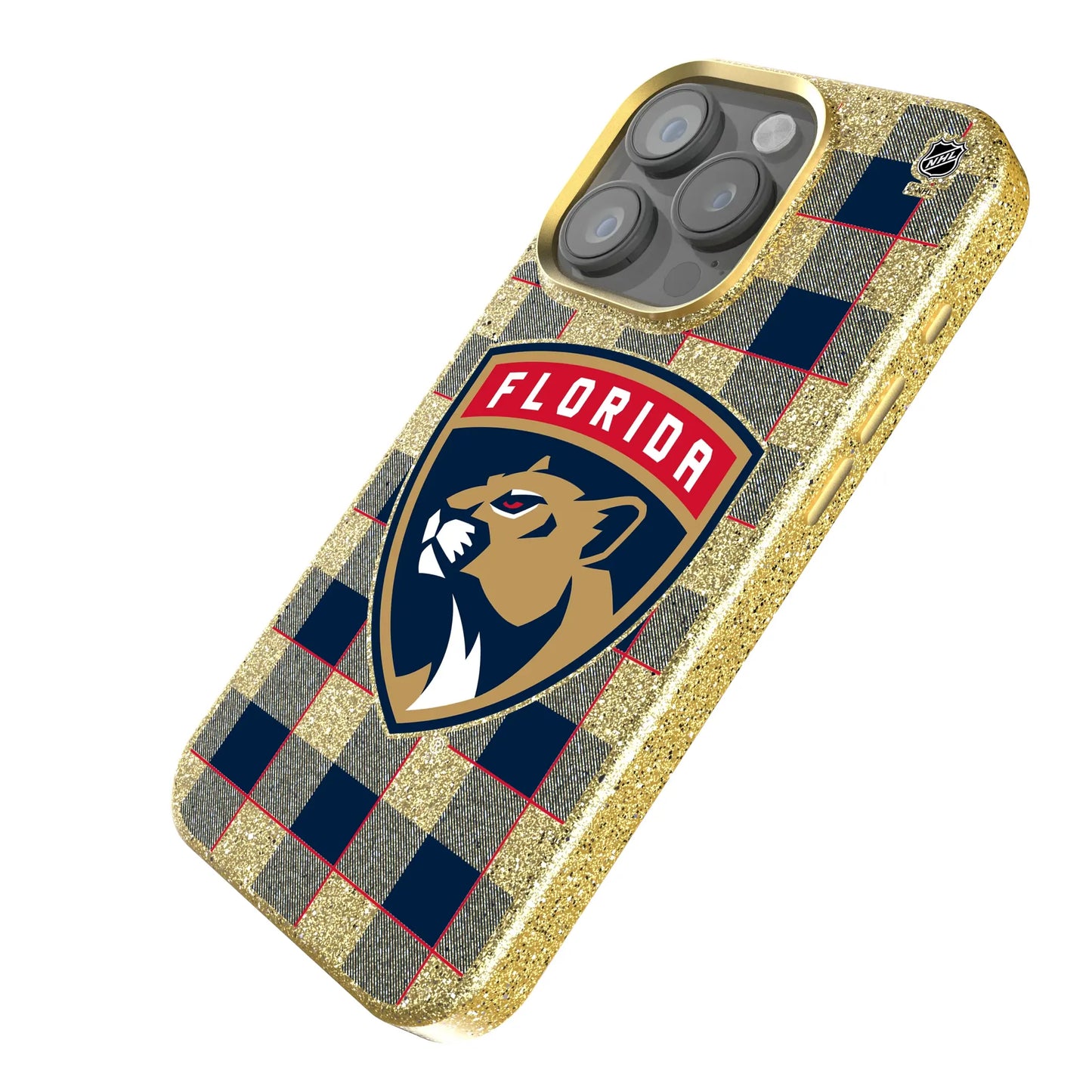 Florida Panthers Plaid Bling Phone Case for Apple iPhone