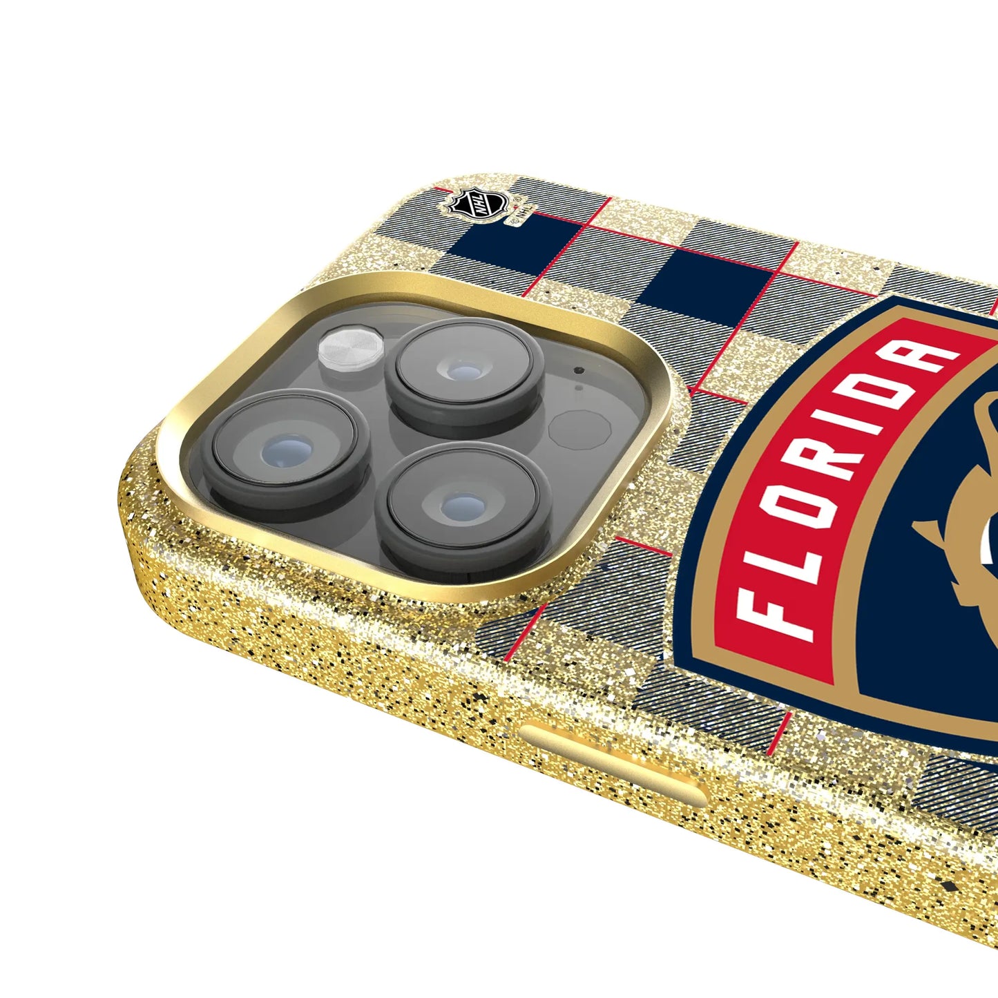 Florida Panthers Plaid Bling Phone Case for Apple iPhone