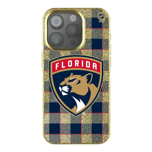 Florida Panthers Plaid Bling Phone Case for Apple iPhone