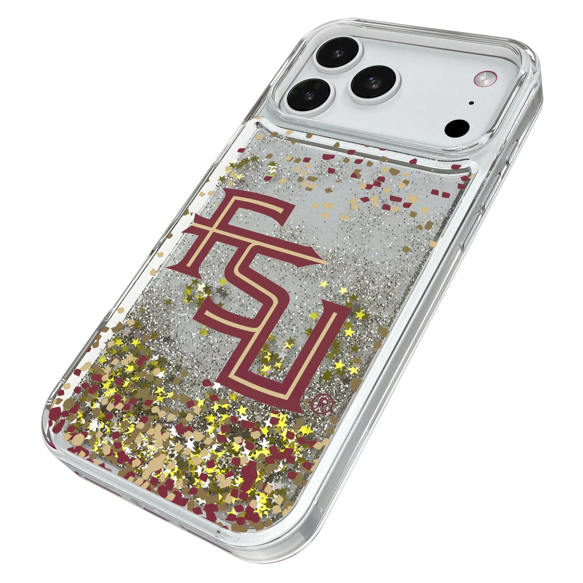 Florida State University Seminoles Athletic Wordmark Confetti Glitter Phone Case for Apple iPhone