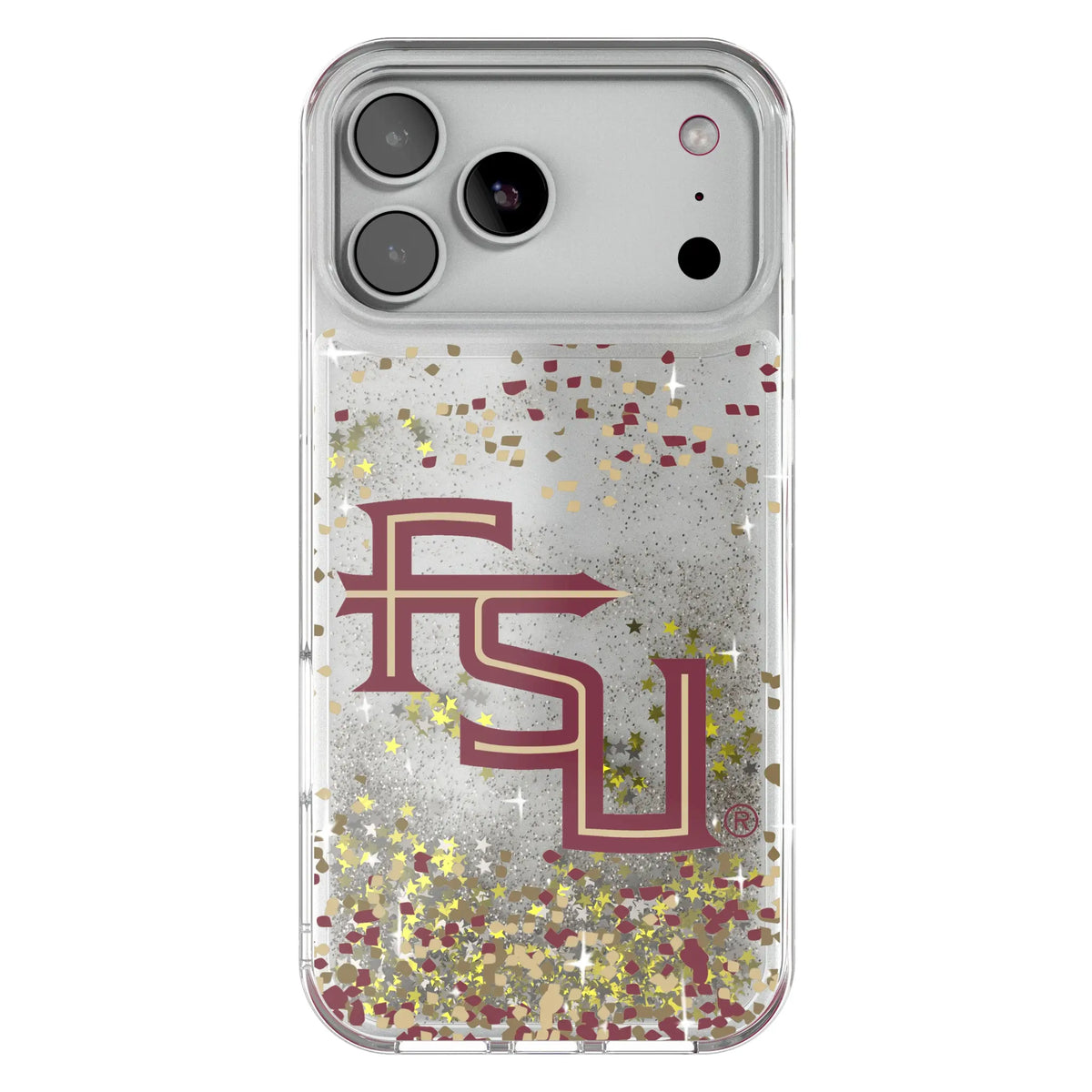 Florida State University Seminoles Athletic Wordmark Confetti Glitter Phone Case for Apple iPhone