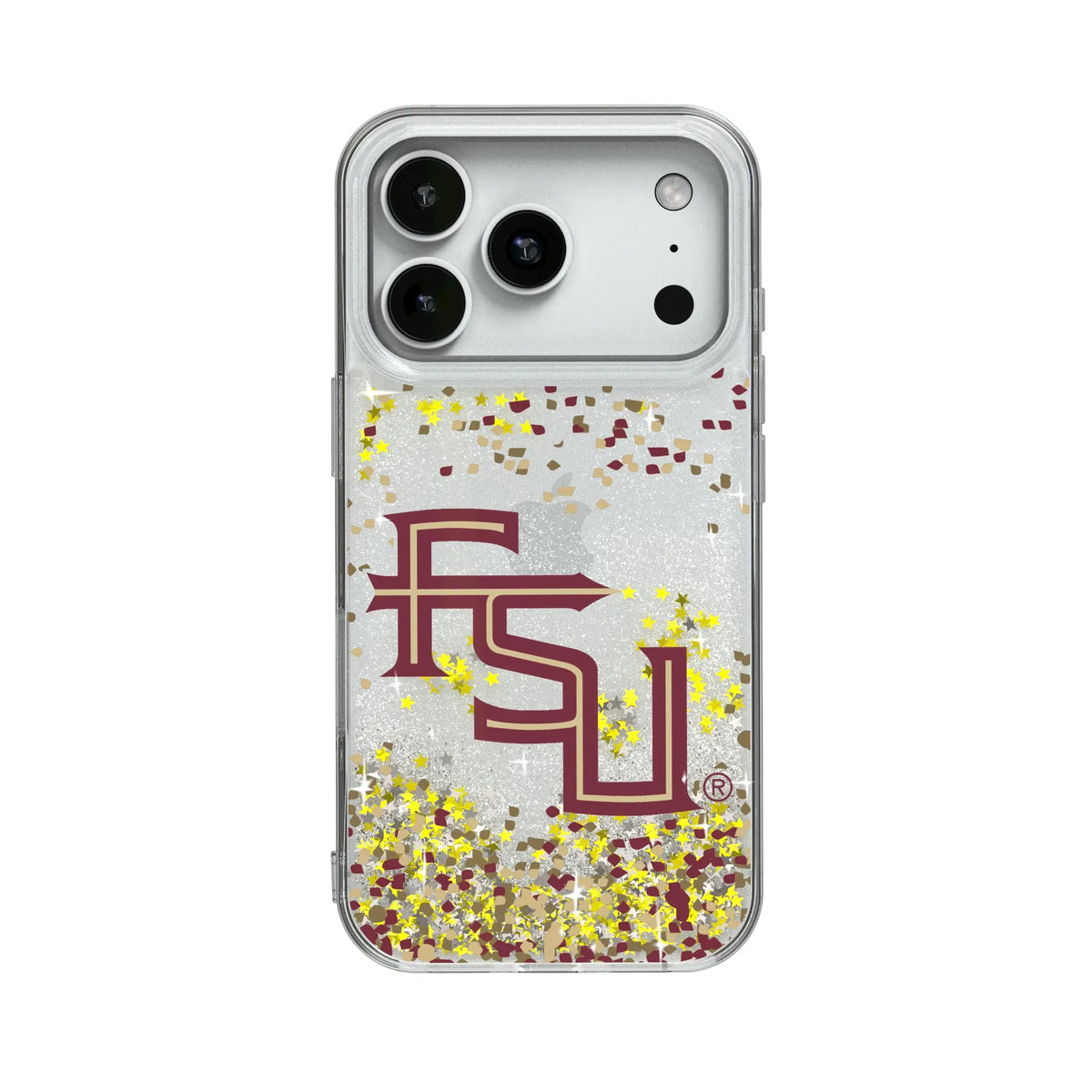 Florida State University Seminoles Athletic Wordmark Confetti Glitter Phone Case for Apple iPhone
