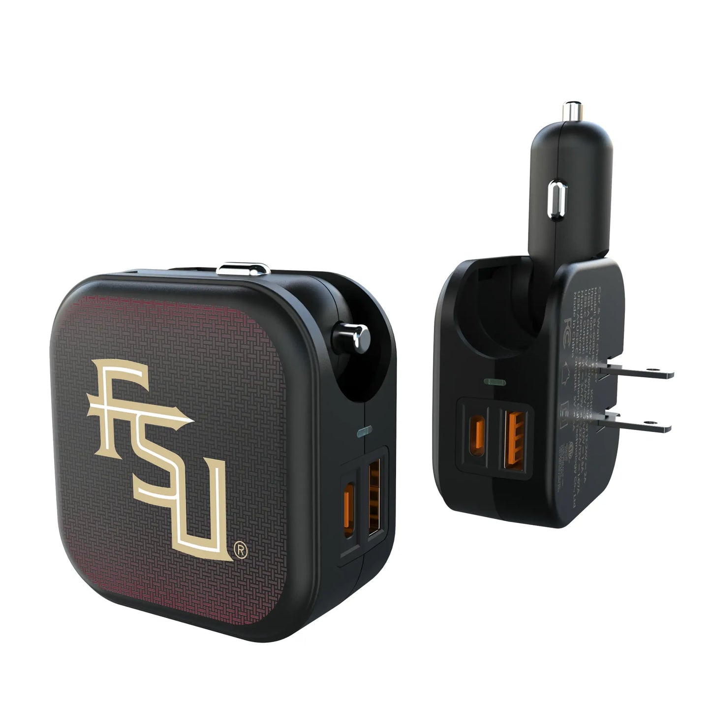 Florida State University Seminoles Athletic Wordmark Linen 2 in 1 USB A/C Charger
