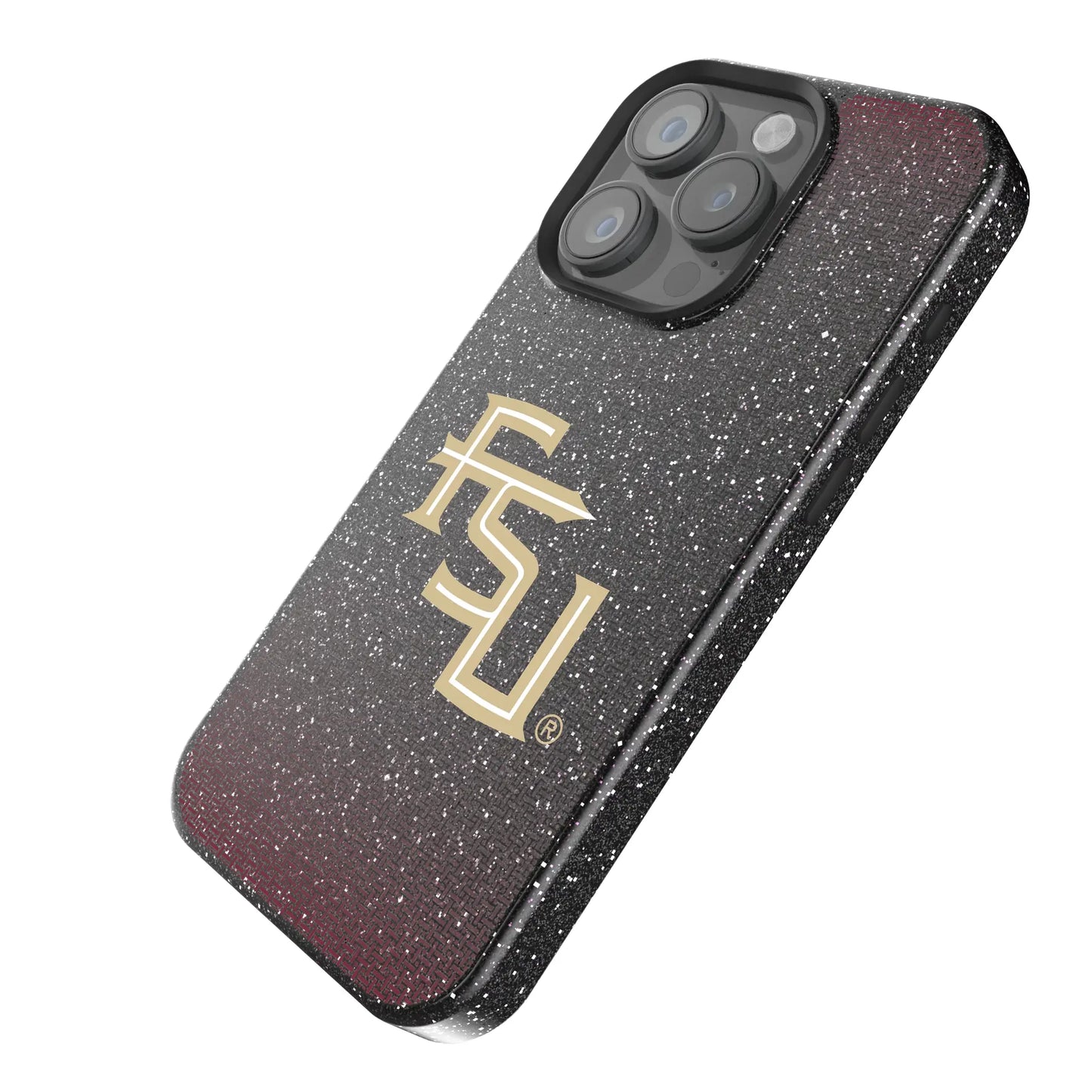 Florida State University Seminoles Athletic Wordmark Linen Black Bling Phone Case for Apple iPhone