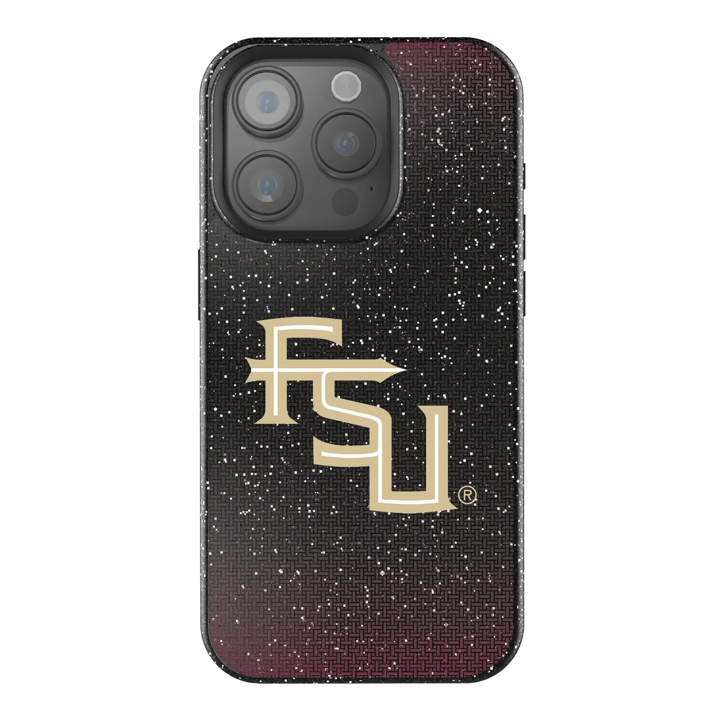 Florida State University Seminoles Athletic Wordmark Linen Black Bling Phone Case for Apple iPhone