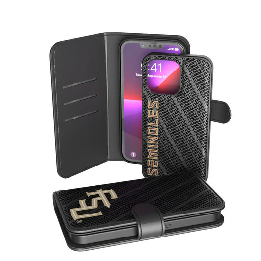 Florida State University Seminoles Athletic Wordmark Monocolor Tilt Wallet Phone Case for Apple iPhone