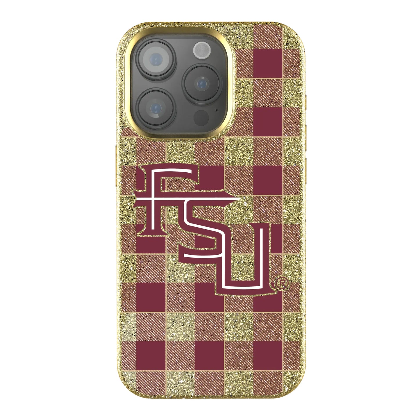 Florida State University Seminoles Athletic Wordmark Plaid Bling Phone Case for Apple iPhone