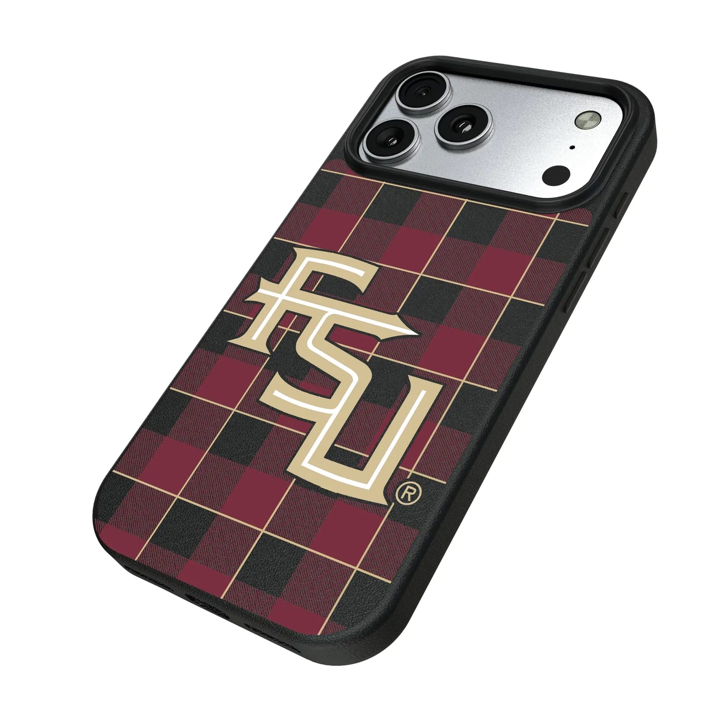 Florida State University Seminoles Athletic Wordmark Plaid MagSafe Compatible Phone Case for Apple iPhone