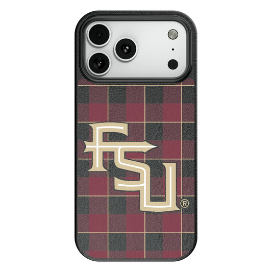 Florida State University Seminoles Athletic Wordmark Plaid MagSafe Compatible Phone Case for Apple iPhone