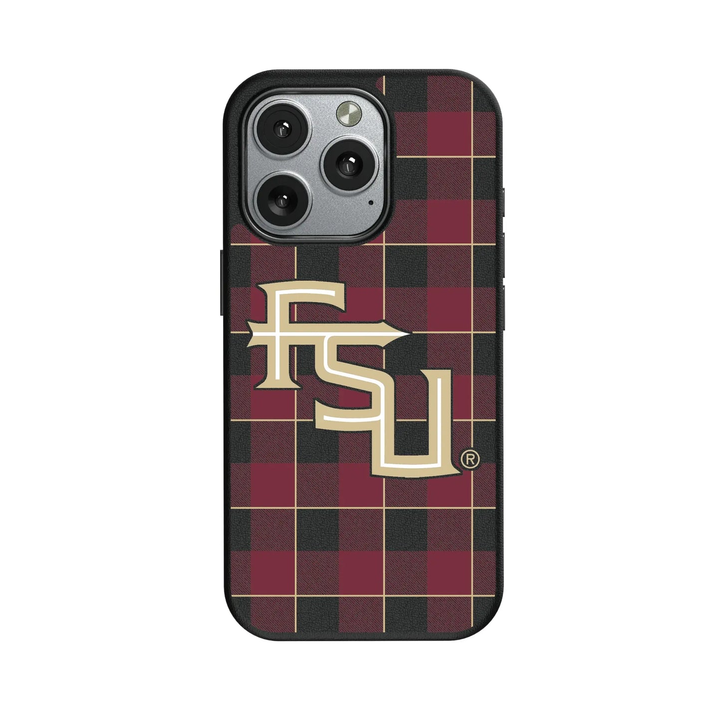 Florida State University Seminoles Athletic Wordmark Plaid MagSafe Compatible Phone Case for Apple iPhone