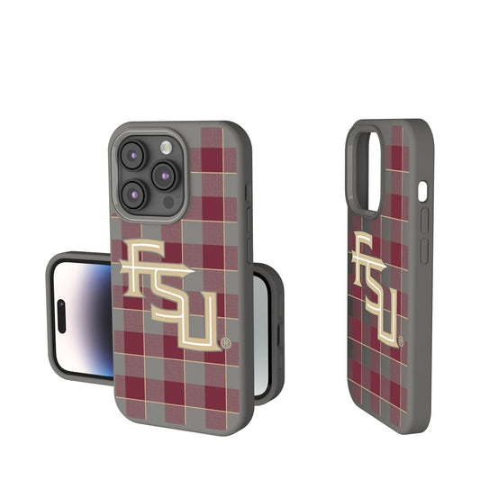 Florida State University Seminoles Athletic Wordmark Plaid Soft Touch Phone Case for Apple iPhone