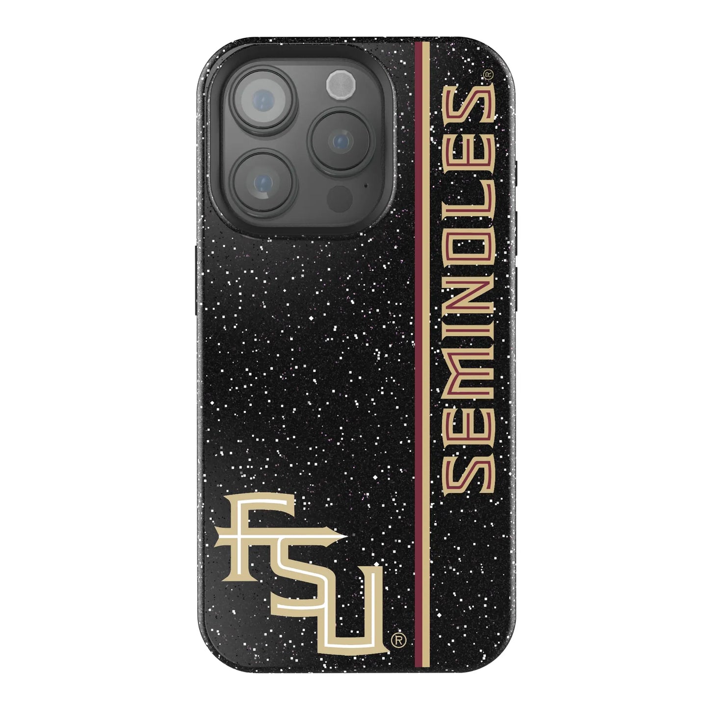 Florida State University Seminoles Athletic Wordmark Sidebar Black Bling Phone Case for Apple iPhone