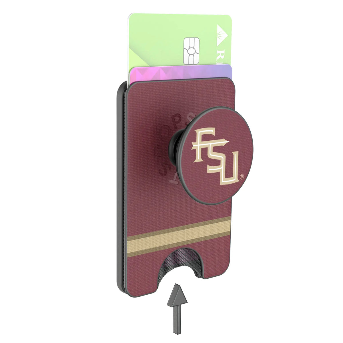 Florida State University Seminoles Athletic Wordmark Stripe PopSockets MagSafe-Compatible PopWallet+