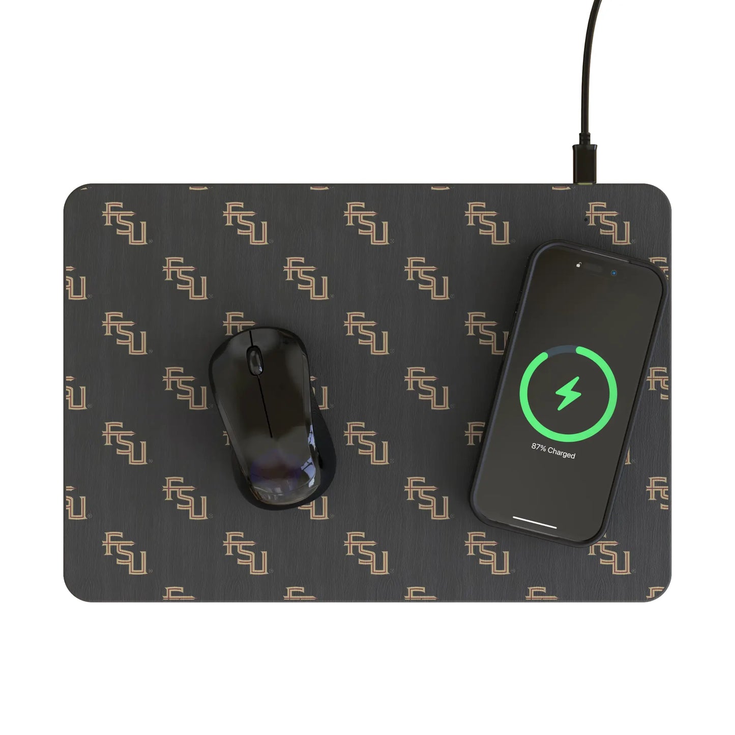 Florida State University Seminoles Fashion Pattern 15-Watt Wireless Charger and Mouse Pad