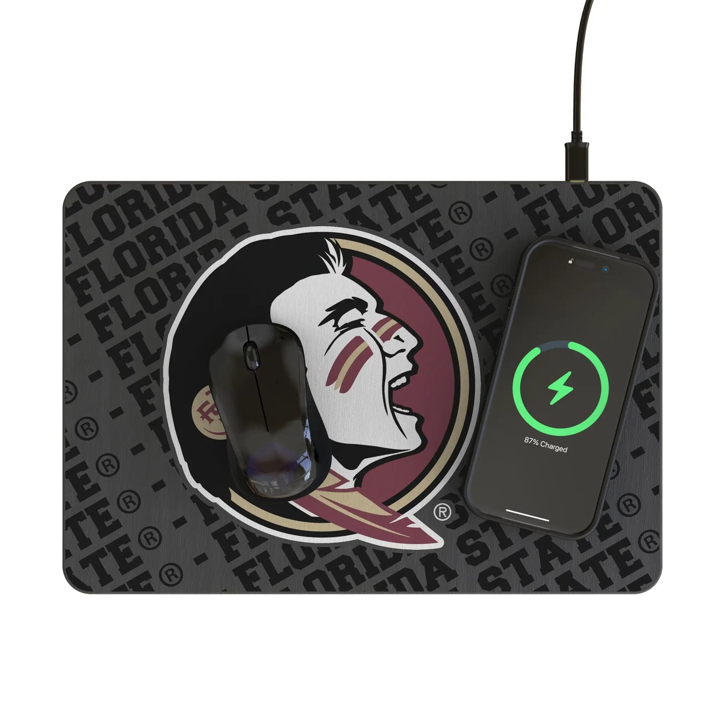 Florida State University Seminoles Monocolor Tilt 15-Watt Wireless Charger and Mouse Pad