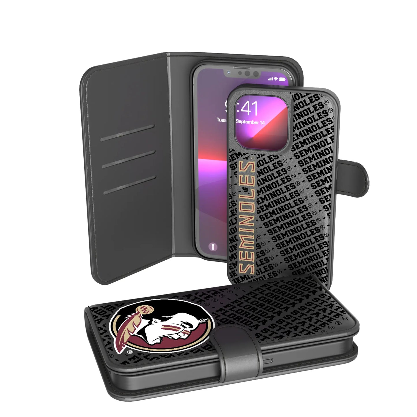 Florida State University Seminoles Monocolor Tilt Wallet Phone Case for Apple iPhone