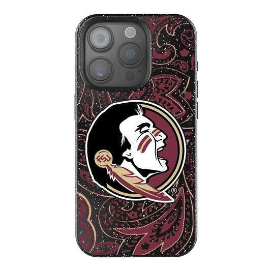 Florida State University Seminoles Paisley Black Bling Phone Case for Apple iPhone