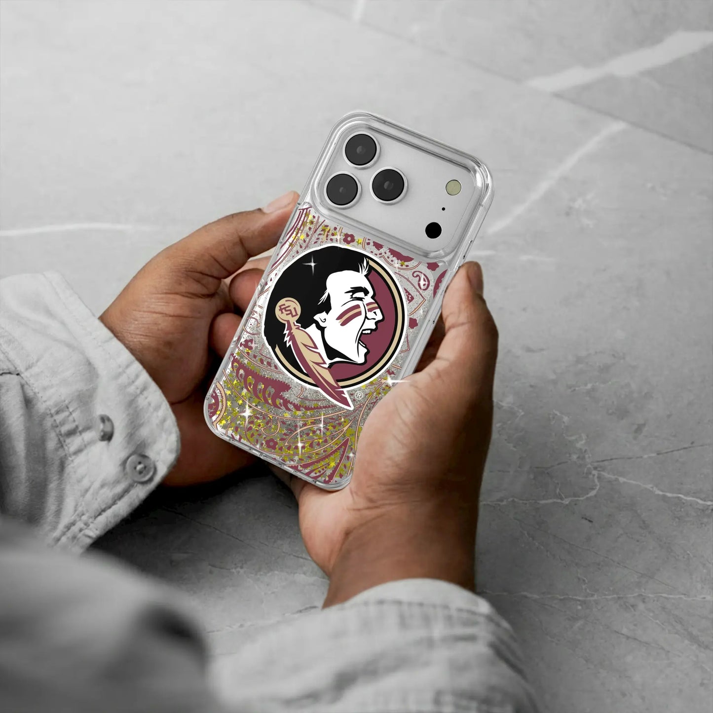 Florida State University Seminoles Paisley Glitter Phone Case for Apple iPhone