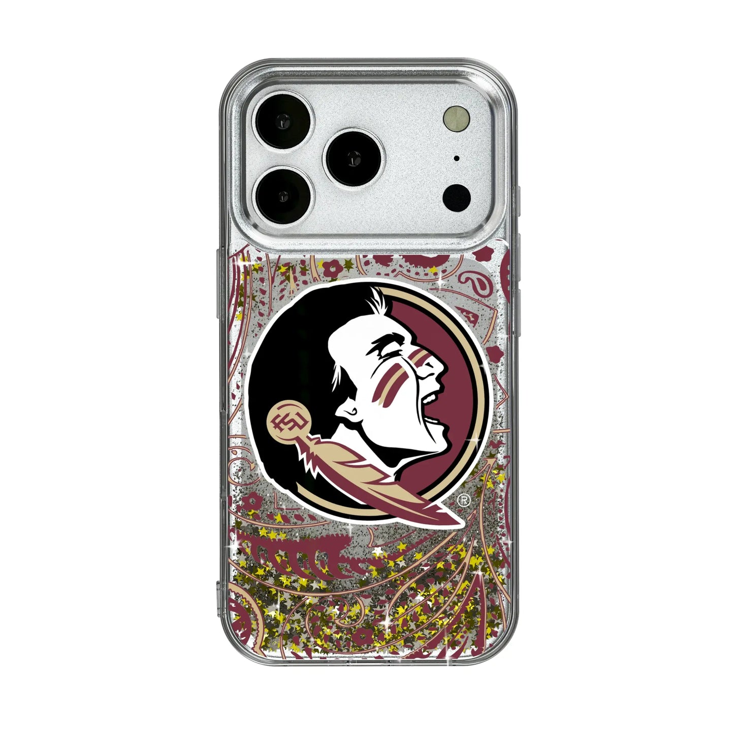 Florida State University Seminoles Paisley Glitter Phone Case for Apple iPhone