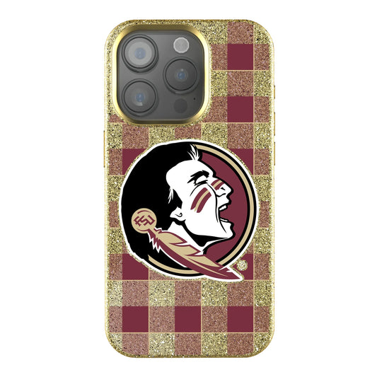 Florida State University Seminoles Plaid Bling Phone Case for Apple iPhone