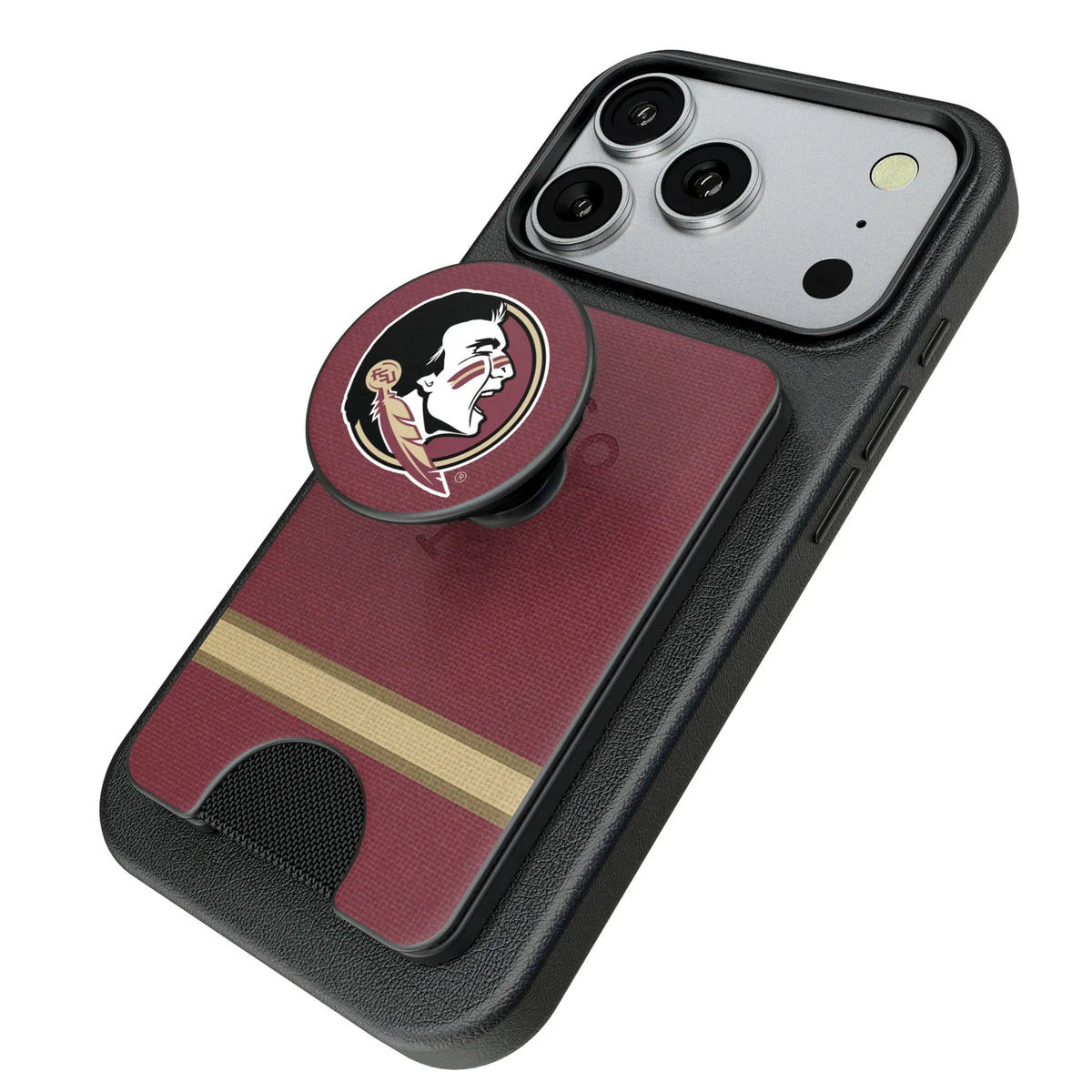 Florida State University Seminoles Stripe PopSockets MagSafe-Compatible PopWallet+