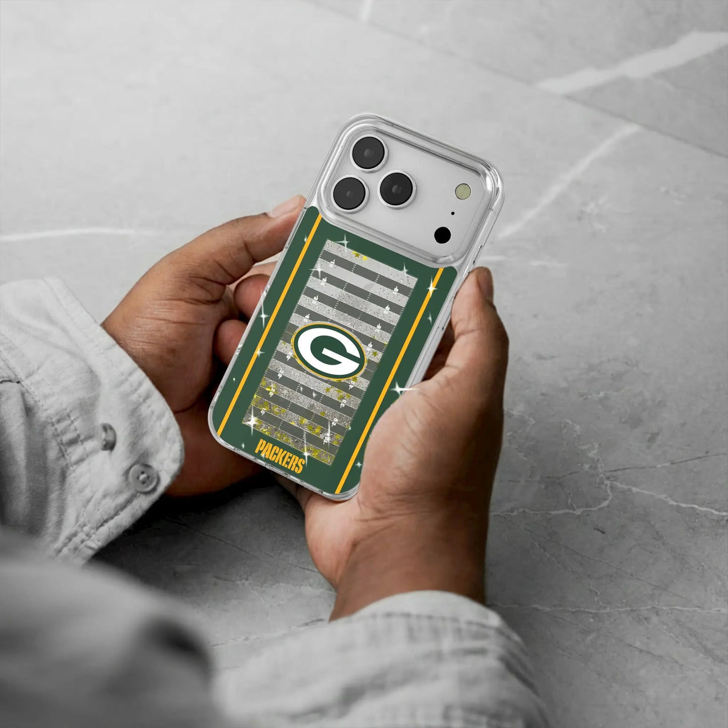 Green Bay Packers Field Glitter Phone Case for Apple iPhone