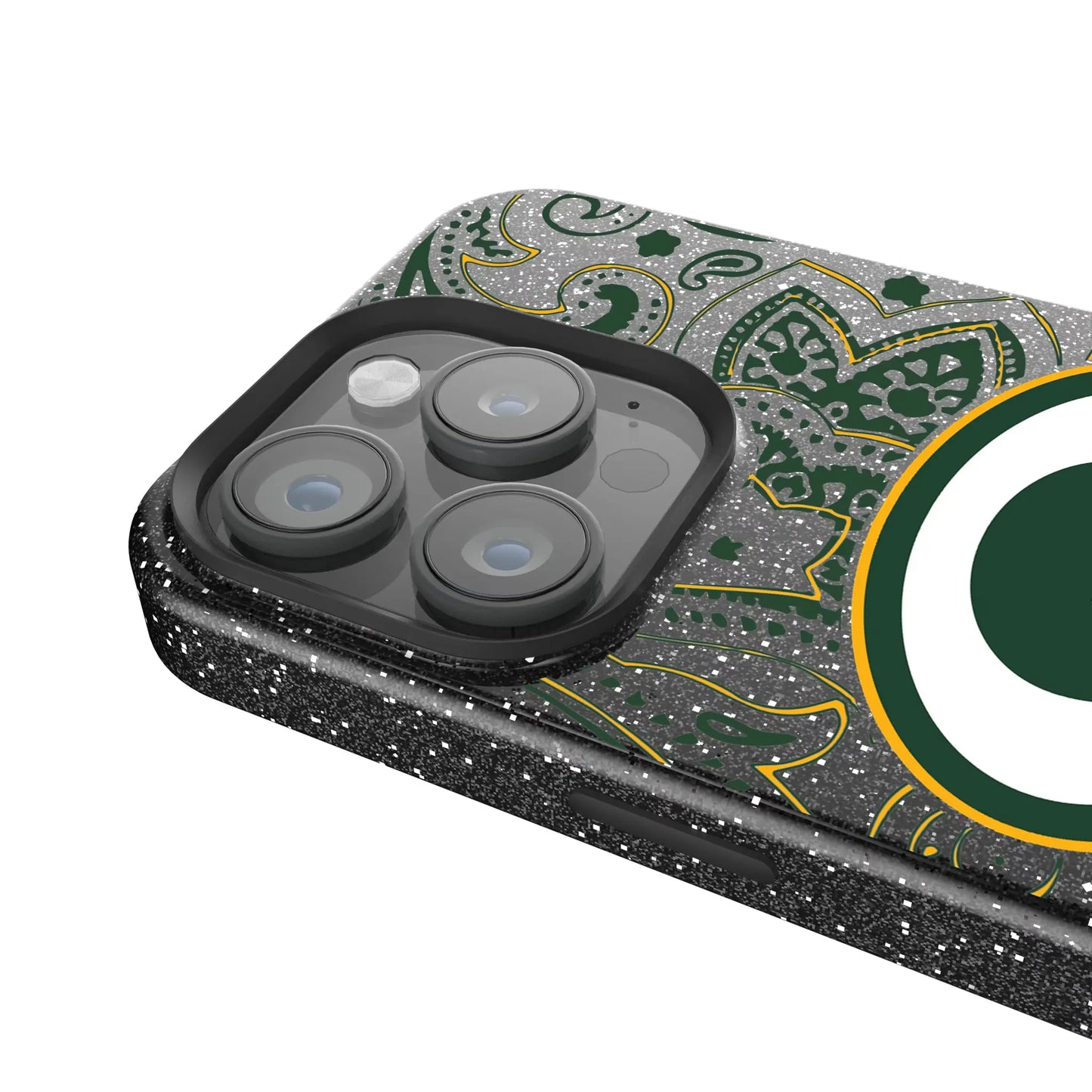 Green Bay Packers Paisley Black Bling Phone Case for Apple iPhone
