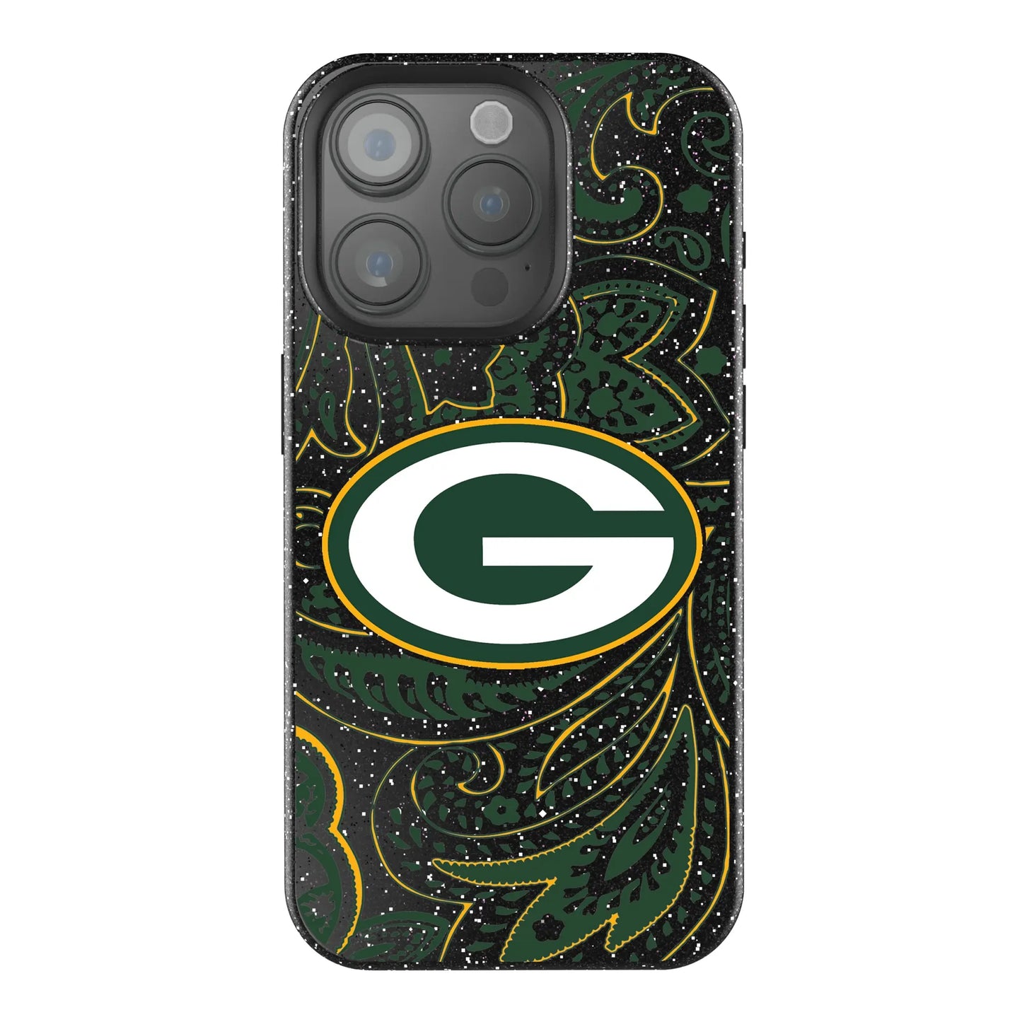 Green Bay Packers Paisley Black Bling Phone Case for Apple iPhone