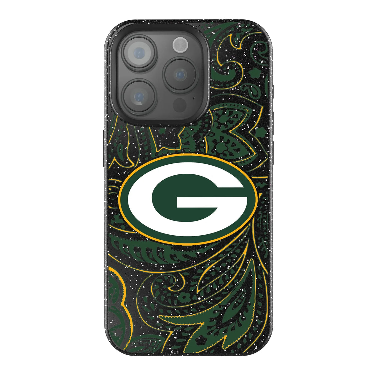 Green Bay Packers Paisley Black Bling Phone Case for Apple iPhone