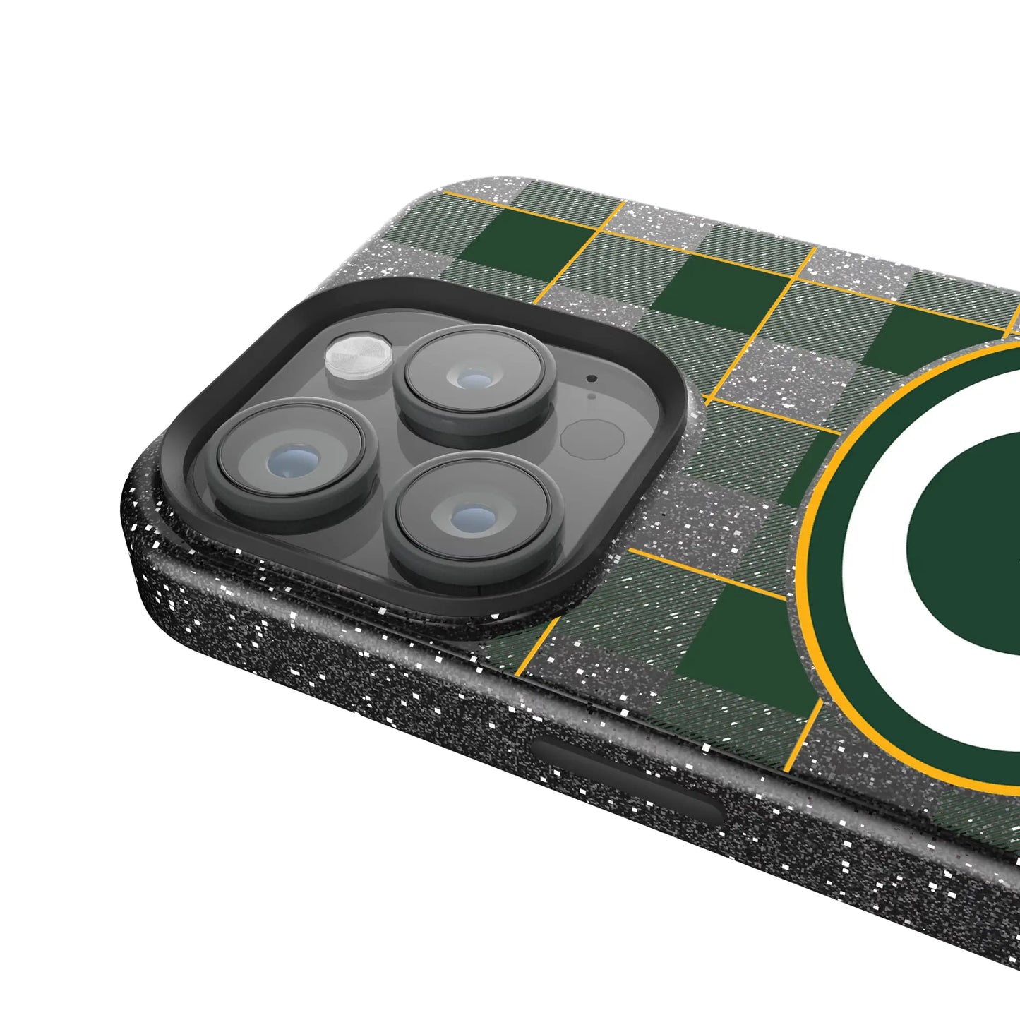 Green Bay Packers Plaid Black Bling Phone Case for Apple iPhone