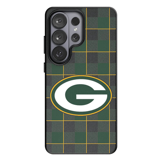 Green Bay Packers Plaid MagSafe Compatible Phone Case for Samsung Galaxy