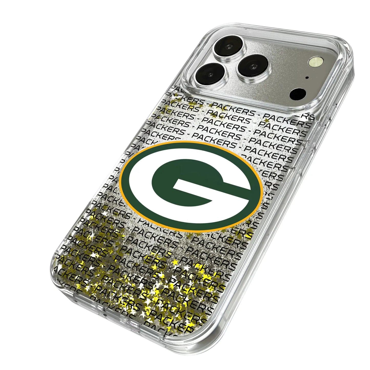 Green Bay Packers Text Backdrop Glitter Phone Case for Apple iPhone